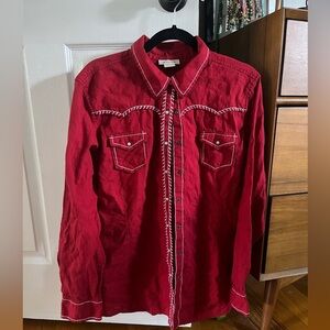 NWOT Ariat Western Red and White button down shirt XXL